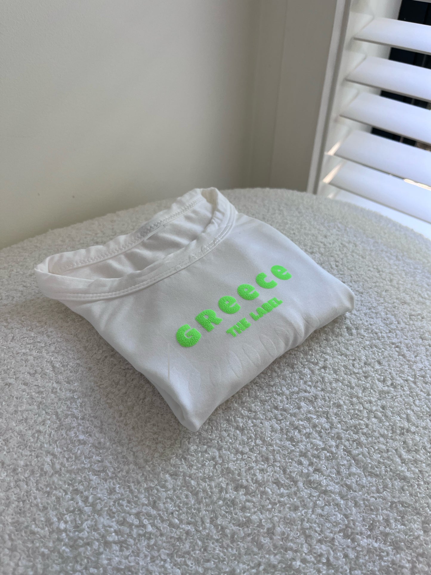 White/Green Puff Print Baby Tee