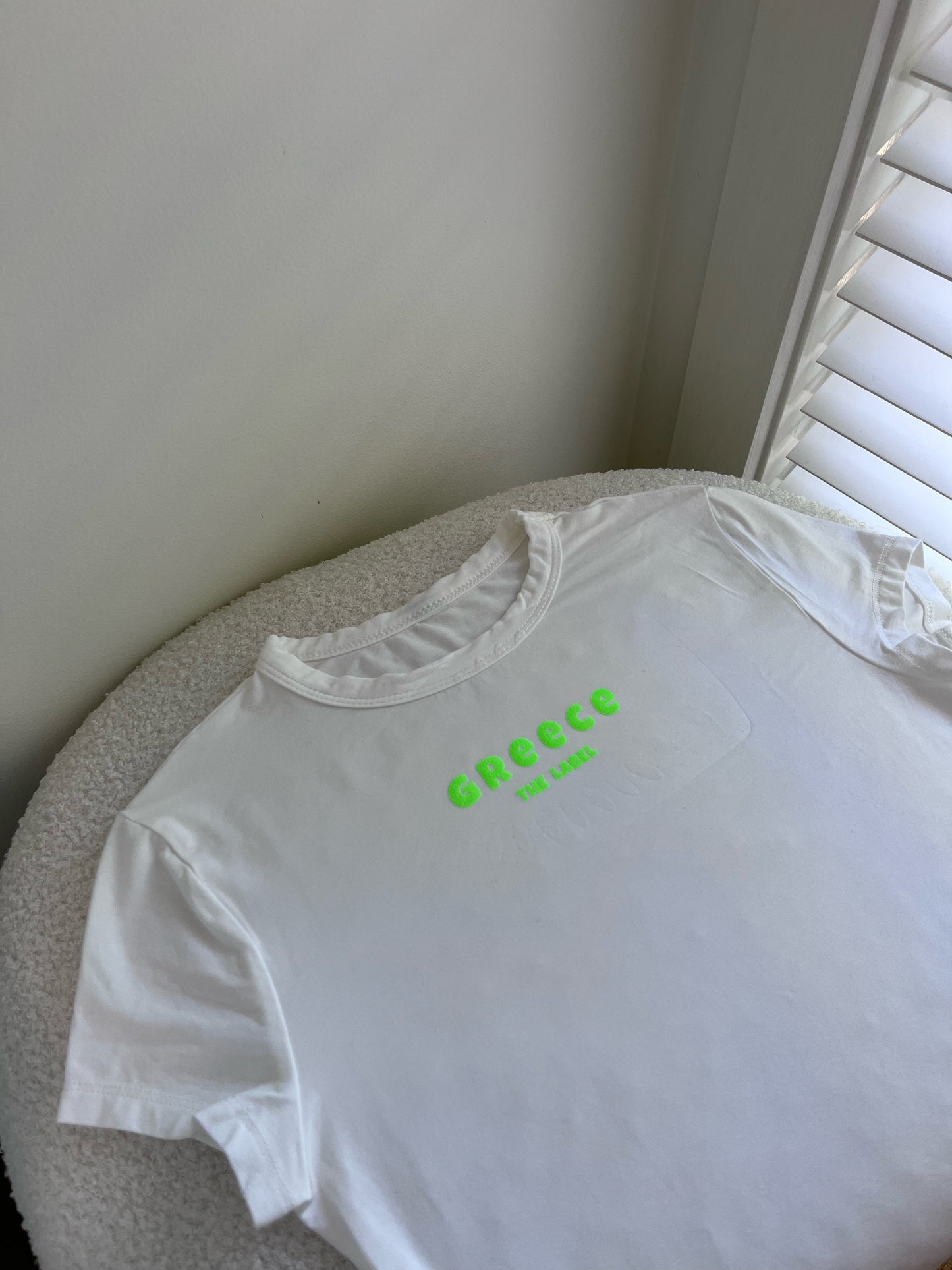 White/Green Puff Print Baby Tee