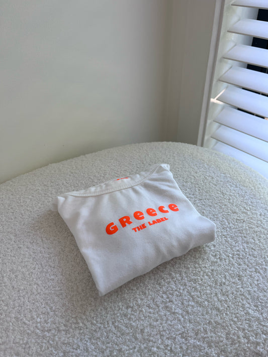 White/Orange Flat Print Baby Tee