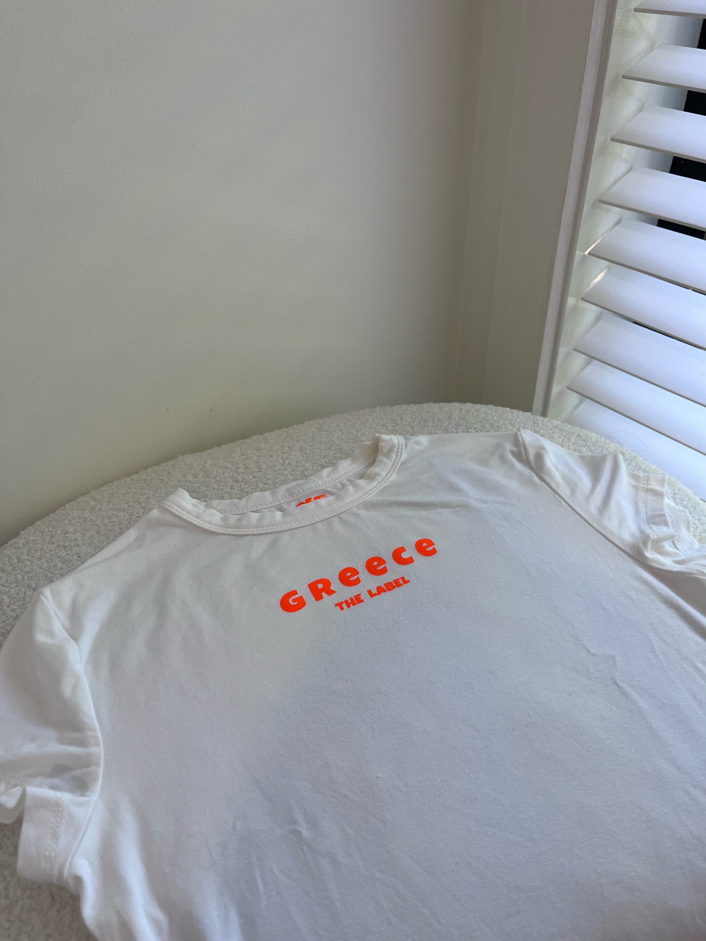 White/Orange Flat Print Baby Tee