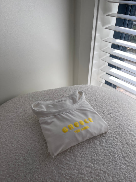 White/Yellow Puff Print Baby Tee