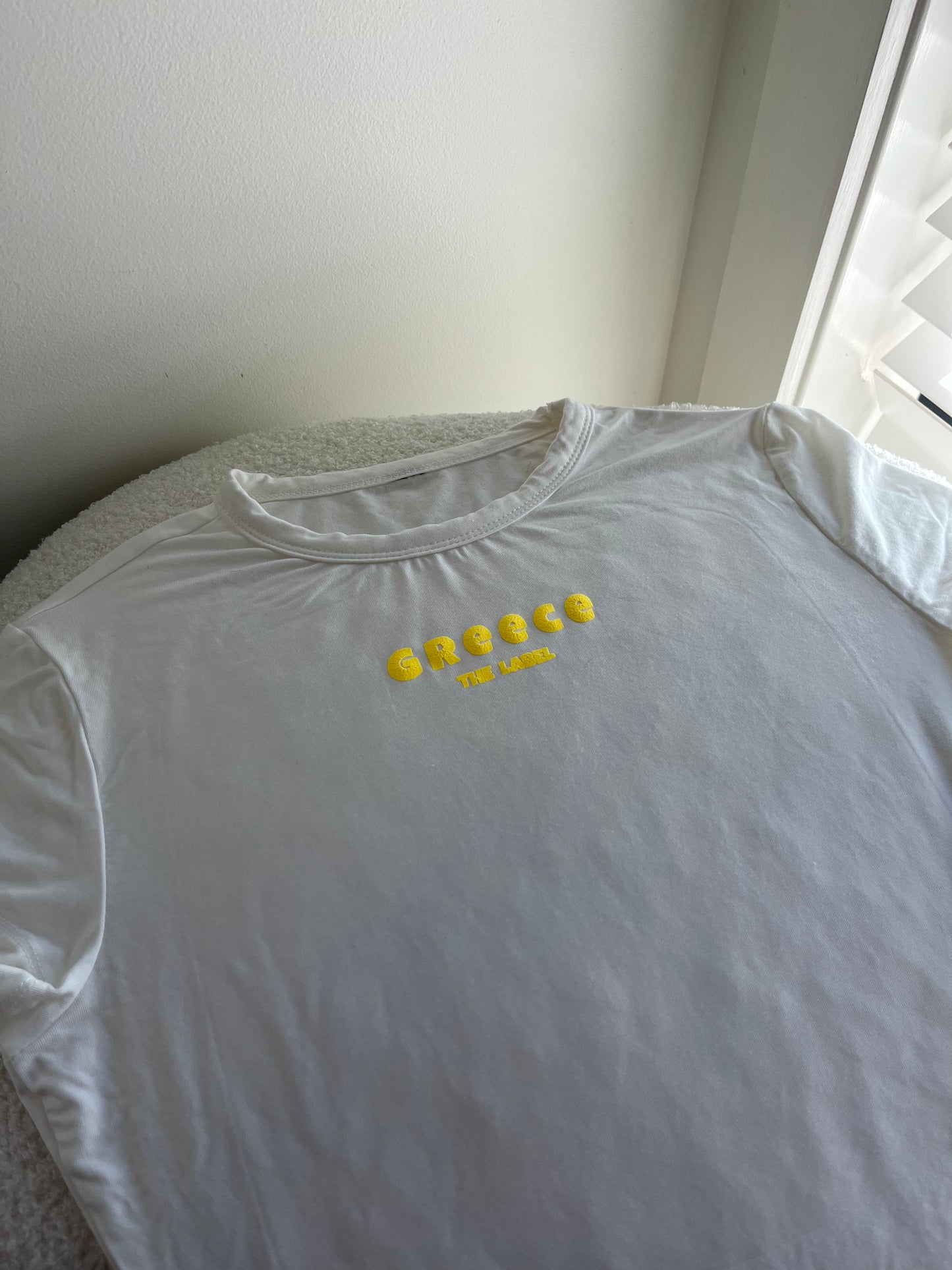 White/Yellow Puff Print Baby Tee